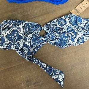 🍒 4/$30  Blue paisley bandeau bikini top